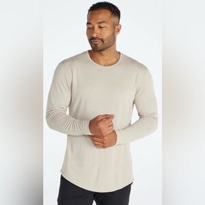 BYLT Ribbed Long Sleeve Drop-Cut Shirt, Latte, Size L, EUC